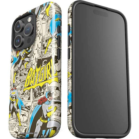 DC Comics Batman Batgirl Vintage Action pose pattern iPhone 16 Pro Max Impact Case